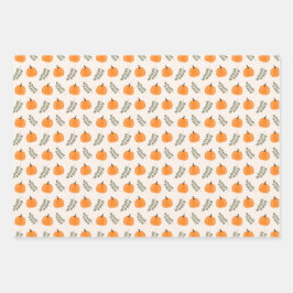 Cute Pumpkin Eucalyptus Fall Pattern Geschenkpapier Set