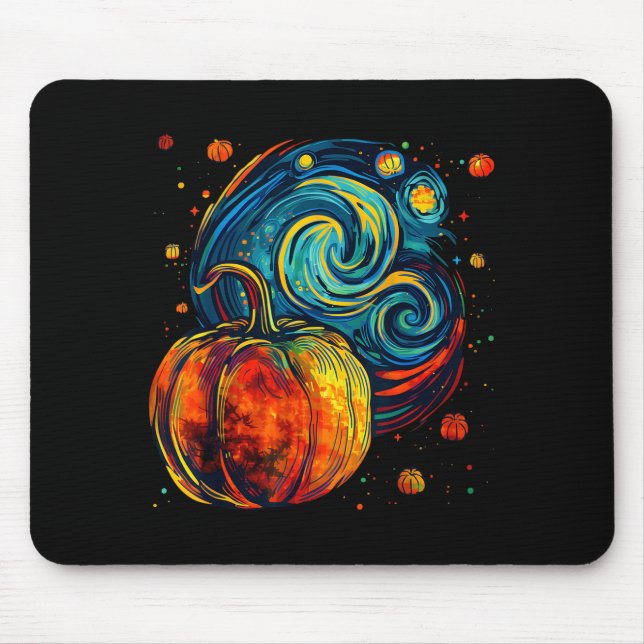 Cute Pumpkin Halloween Thanksgiving Starry Night V Mousepad (Vorne)