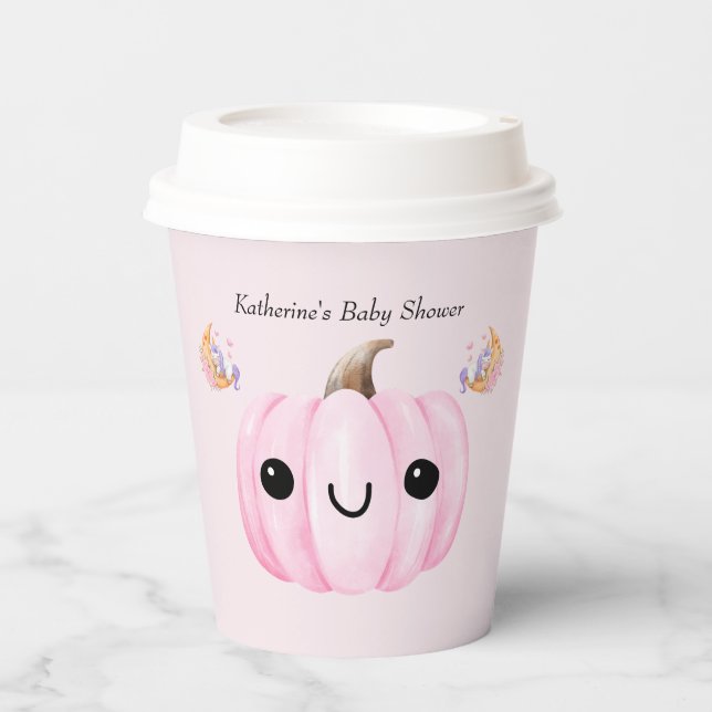 Cute Pumpkin Is On The Way | Halloween Baby Shower Pappbecher (Vorderseite)