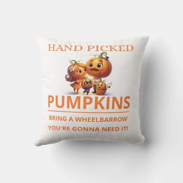 Cute Pumpkin Patch Kids Hand Picked Pumpkins Throw Kissen (Rückseite)