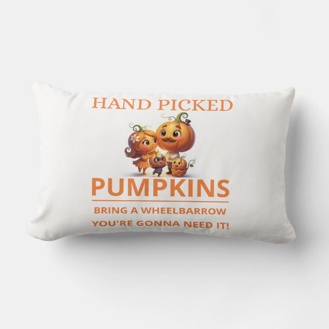 Cute Pumpkin Patch Kids Hand Picked Pumpkins Throw Lendenkissen (Vorderseite)