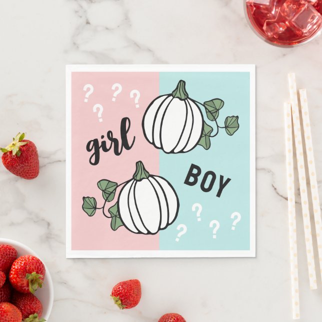 Cute Pumpkins Girl or Boy Gender Reveal Serviette (Beispiel)