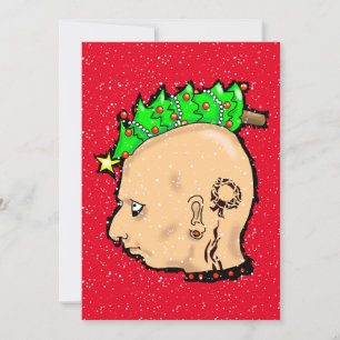 CUTE PUNK NOËL rouge Carte de vacances