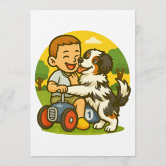 Cute Puppy and Kid Playtime Einladung
