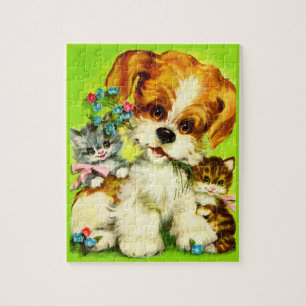 Cute Puppy and Smiling Kittens