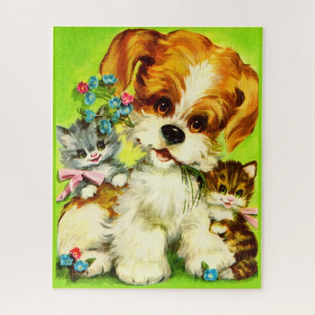 Cute Puppy and Smiling Kittens (Vertikal)