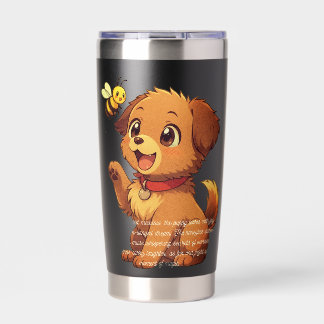 Cute Puppy & Bee Thermal Tumbler  Thermobecher