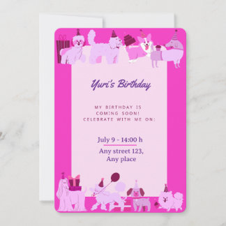 Cute Puppy Birthday Invitation for Girls Einladung