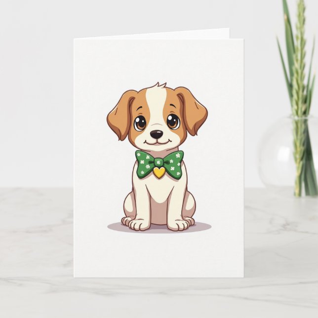 Cute Puppy Bow Tie Card Karte (Vorderseite)