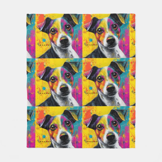 Cute Puppy Funny Dog Mixed Media Animal Pet Fleecedecke (Vorderseite)