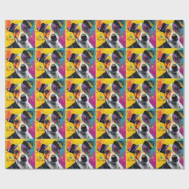 Cute Puppy Funny Dog Mixed Media Animal Pet Geschenkpapier (Flach)