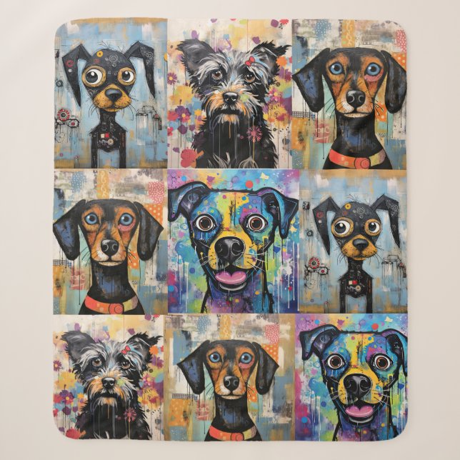 Cute Puppy Funny Dog Mixed Media Animal Pet Sherpadecke (Vorderseite)