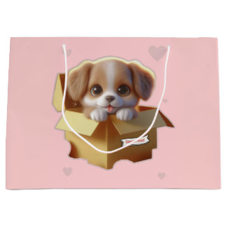 Cute Puppy Gift Bag | Kawaii Dog Lover Present Große Geschenktüte