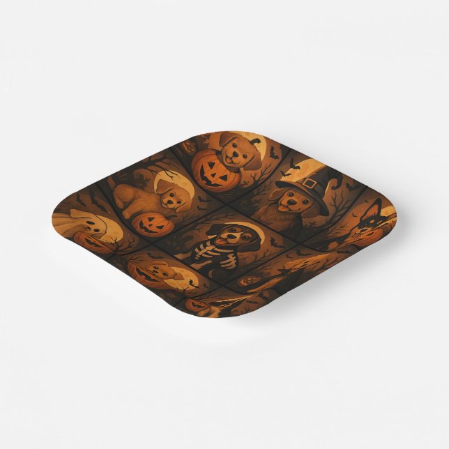 Cute Puppy Halloween Paper Plate Pappteller (Gewinkelt)