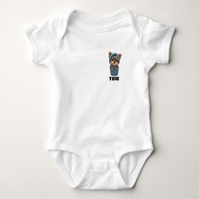 Cute Puppy in a Pocket Baby Bodysuit  Baby Strampler (Vorderseite)