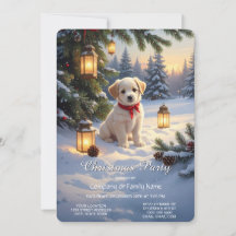 Cute Puppy in the Snow Christmas Party