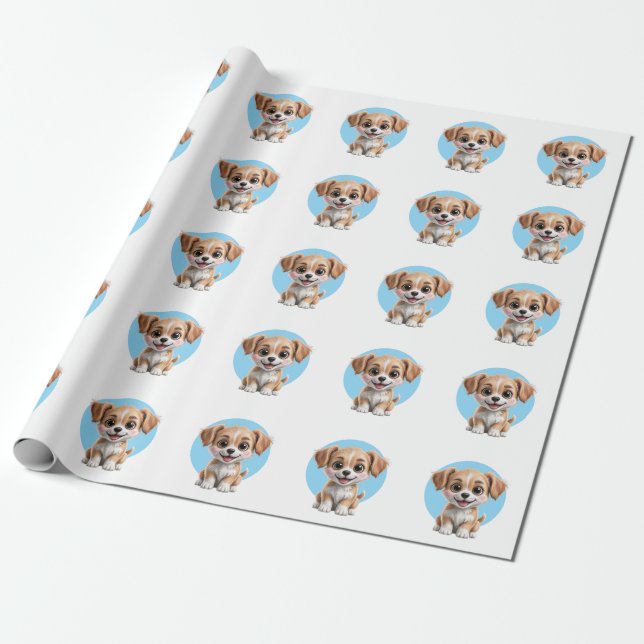 Cute Puppy Pattern Wrapping Paper for Gifts Geschenkpapier (Ungerollt)