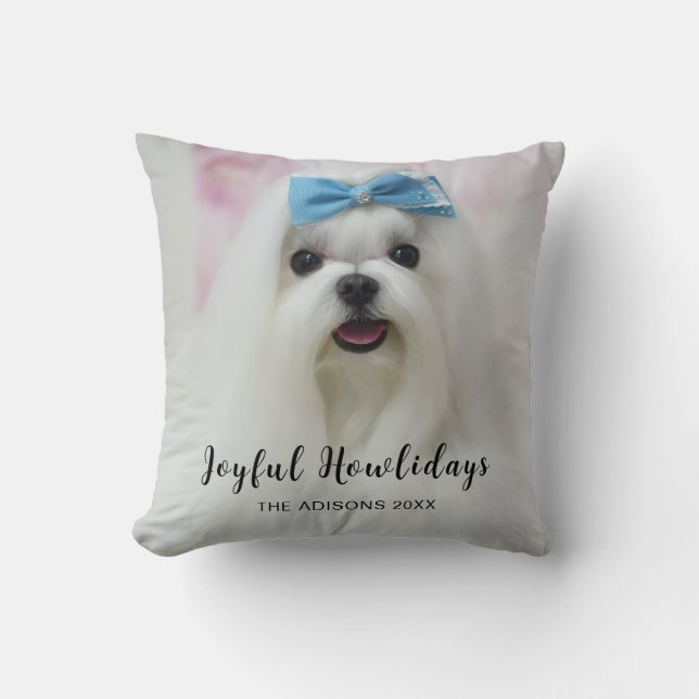 Cute Puppy Pawlidays Modern Dog Christmas Design Kissen (Vorderseite)