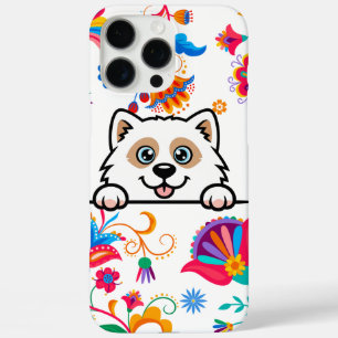 Cute Puppy Peeking étui téléphonique floral - Amou