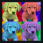 Cute Puppy Pop Art style Poster<br><div class="desc">Cute Puppy sitting on the grass Pop Art,  colorful and vibrant dog art style. For real dog lovers!</div>