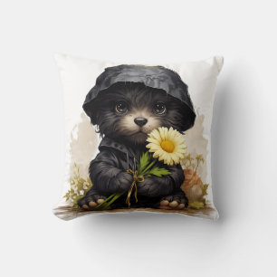 Cute Puppy Raincoat Pillow Kawaii Dog Nursery Deco Kissen