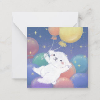 Cute Puppy with Balloons & Stars Mitteilungskarte