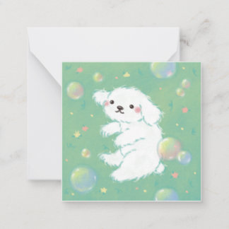 Cute Puppy with Bubbles and Flowers Mitteilungskarte