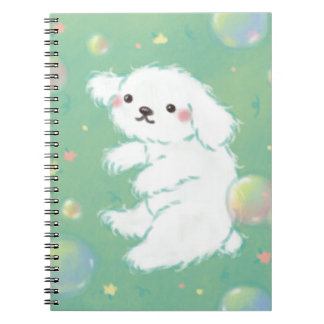 Cute Puppy with Bubbles and Flowers Notizblock