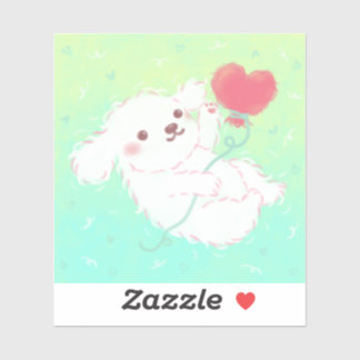 Cute Puppy with Heart Balloon Aufkleber