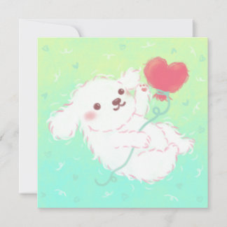 Cute Puppy with Heart Balloon Einladung