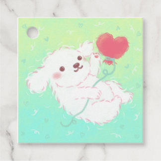 Cute Puppy with Heart Balloon Geschenkanhänger