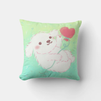 Cute Puppy with Heart Balloon Kissen