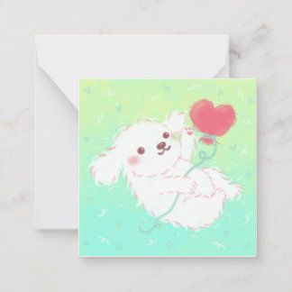 Cute Puppy with Heart Balloon Mitteilungskarte
