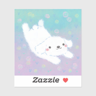 Cute Puppy with Pastel Flowers Aufkleber