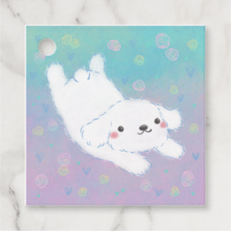 Cute Puppy with Pastel Flowers Geschenkanhänger