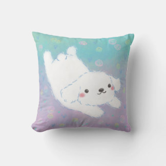 Cute Puppy with Pastel Flowers Kissen