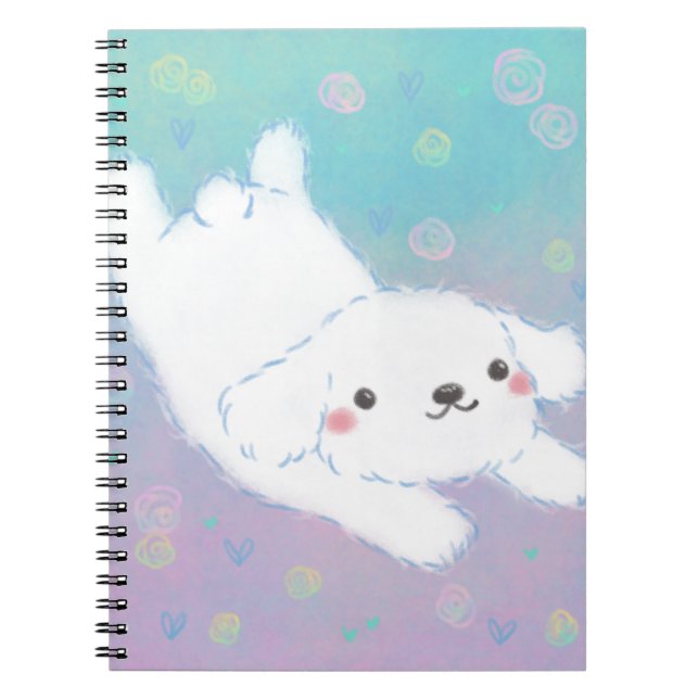 Cute Puppy with Pastel Flowers Notizblock (Vorderseite)