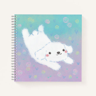 Cute Puppy with Pastel Flowers Notizbuch