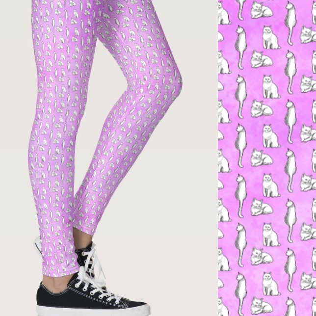 Cute Purple Cats Whimsical Patterned Leggings (Von Creator hochgeladen)