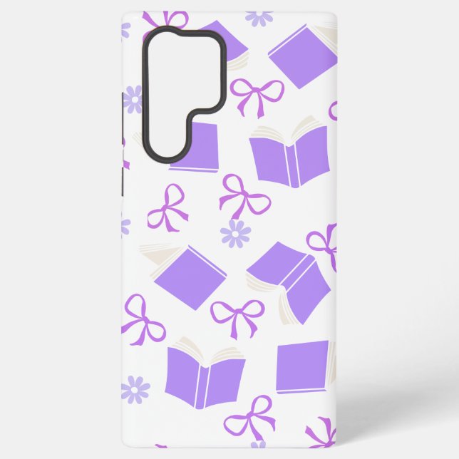 Cute Purple Dreamy Books & Bows Pattern Samsung Galaxy Hülle (Rückseite)