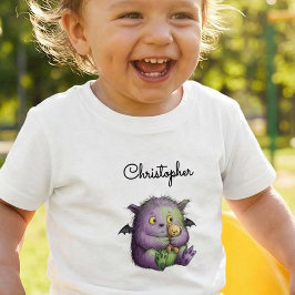 Cute Purple Green Fluffy Monster Buddy Kleinkind T-shirt