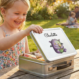 Cute Purple Green Fluffy Monster Buddy Metall Brotdose