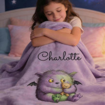 Cute Purple Green Fluffy Monster Kids
