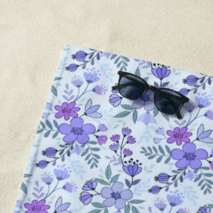 Cute Purple Main Tirée Florals Serviette de plage