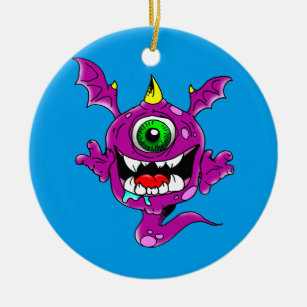 Cute Purple People Eater Monster Keramikornament