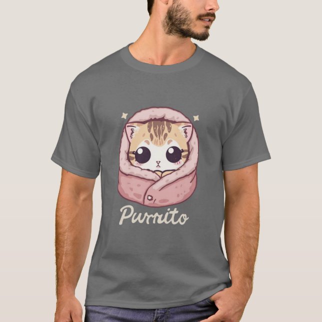 Cute Purrito Cat – Adorable Kitty Pun T-Shirt (Vorderseite)