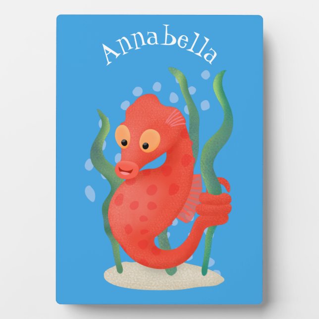 Cute pygmy seahorse cartoon fotoplatte (Vorderseite)