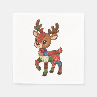 Cute Quilted Patchwork Reindeer | Christmas Holida Serviette