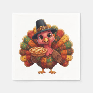 Cute Quilted Patchwork Turkey | Pilgrim Hat Pie  Serviette