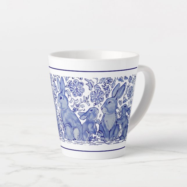 Cute Rabat Famille Bleu Blanc Delft Dedham Mug (Angle droit)